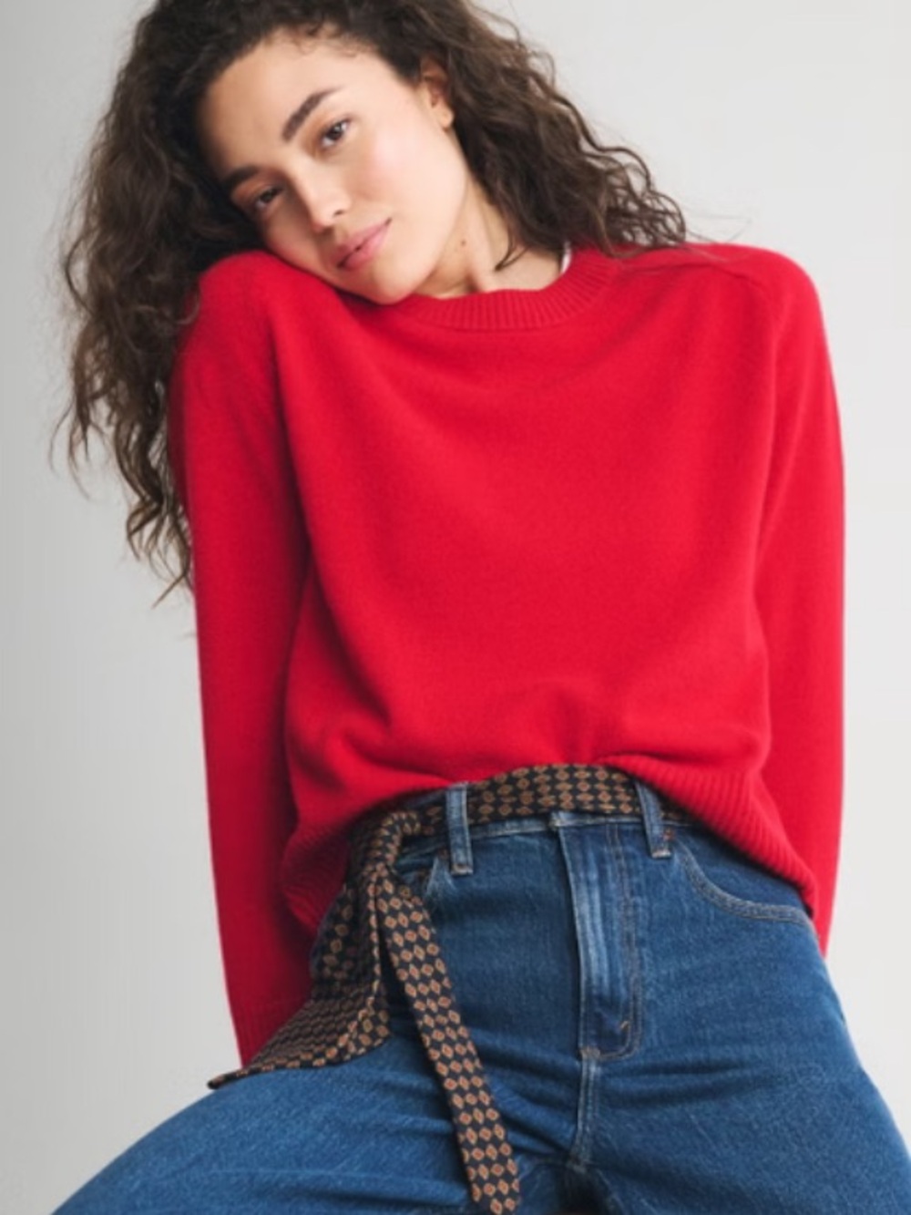 Abercrombie & fitch Madeline crew sweater women’s medium red relaxed rib knit